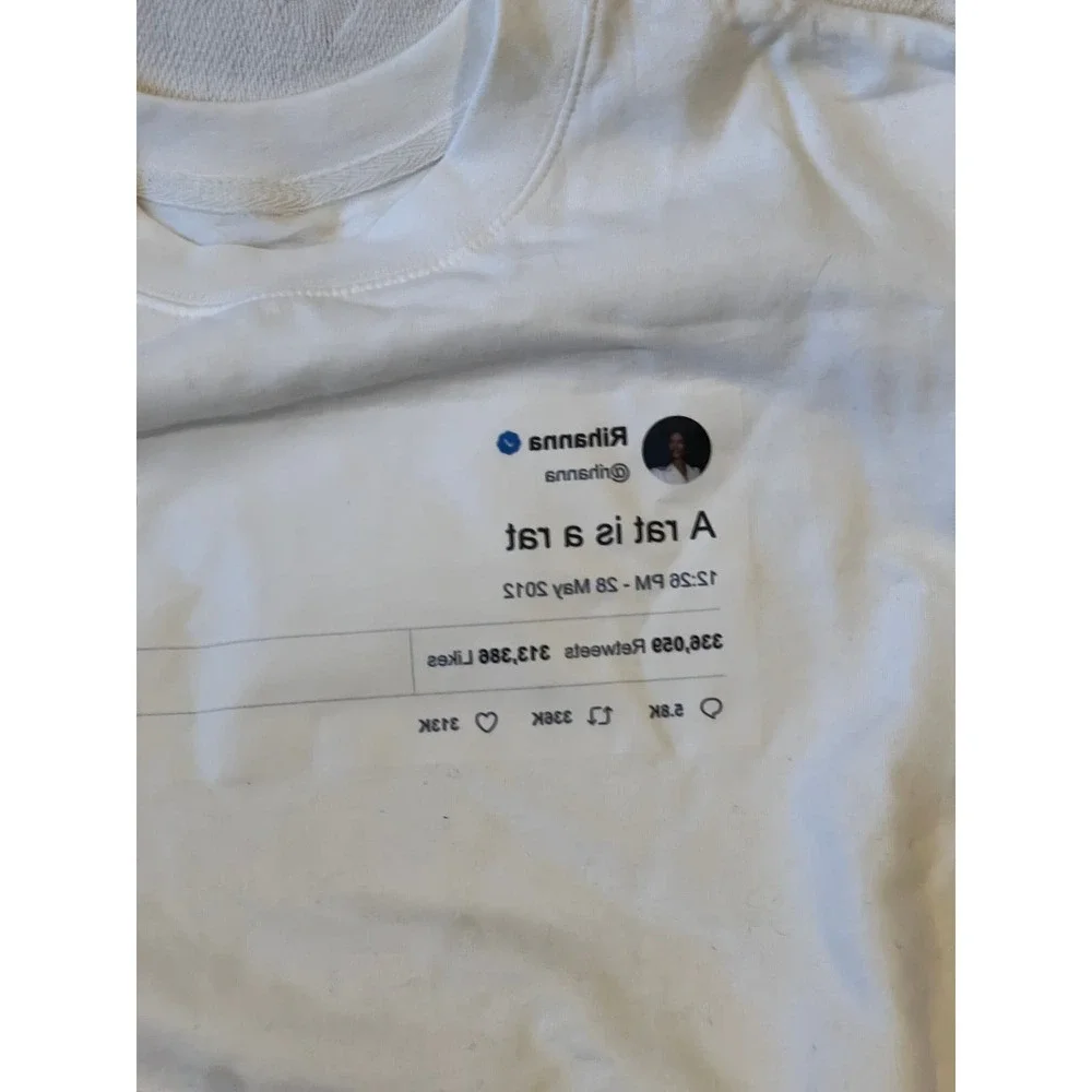 Tee Tweets Rihanna Backwards Twitter Pullover Crew Mens M